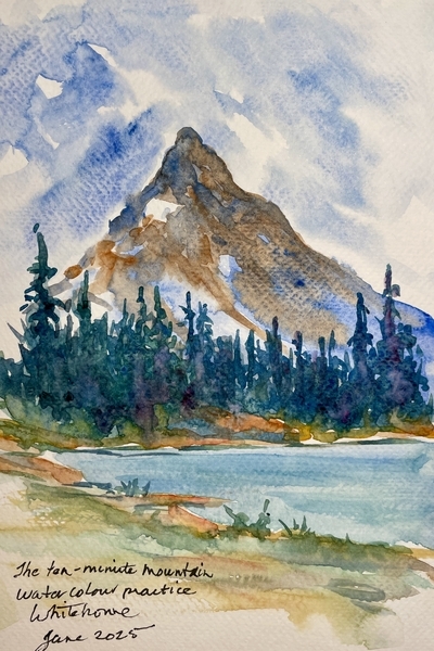 Ten Minute Mountain; watercolour practice piece